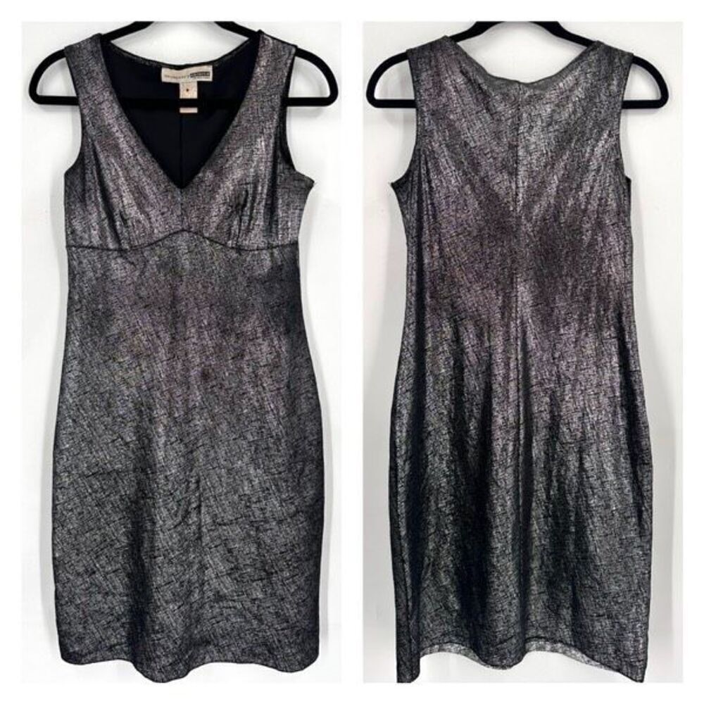 Vintage Necessary Objects Women's Metallic Sleeveless Sheath Dress Black Small